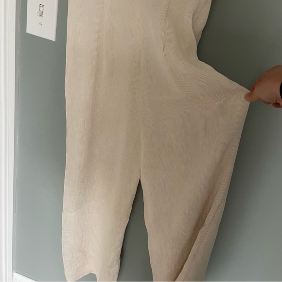 Club Monaco Ivory Lenera Cold Shoulder 70s Inspired Wide Leg Jumpsuit - Picture 9 of 16